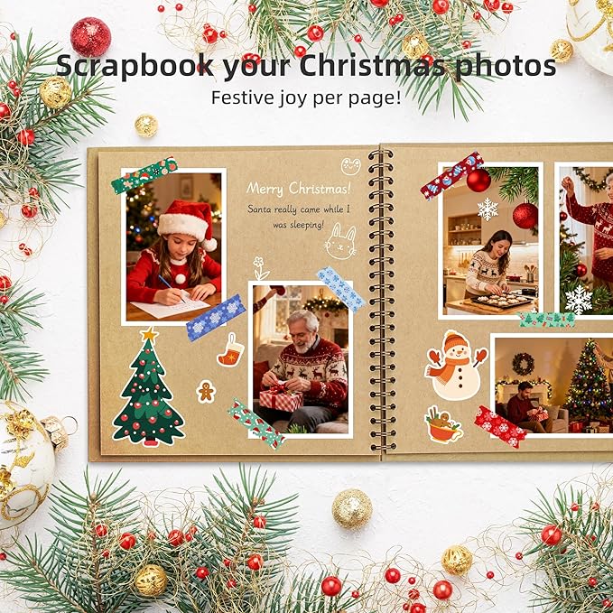 Yopih 7 x 7 Inch DIY Scrapbook Photo Album Hardcover Kraft Blank Page Acid-Free 40 Pages (20 Sheets) Memory Book for Wedding Anniversaries Family Baby Memories Small Scrapbooking Projects, Yellow