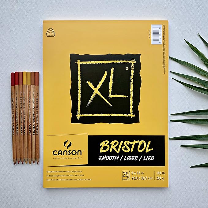 Canson XL Series Bristol Paper, Smooth, Foldover Pad, 11x14 inches, 25 Sheets (100lb/260g) - Artist Paper for Adults and Students - Markers, Pen and Ink