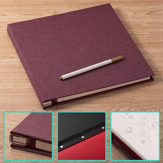 Purple Photo Album Self Adhesive Scrapbook Album for 4×6 Photos/Pictures DIY Linen Cover Album 15 Sheets/30 Blank Pages for Family Wedding, Birthday, Christmas, Anniversary
