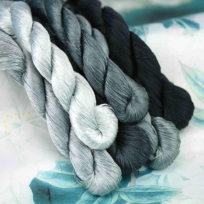 Natural 100% Silk Thread, Handmade Embroidery Thread Silk Floss 6 Colors 110m Each (79)