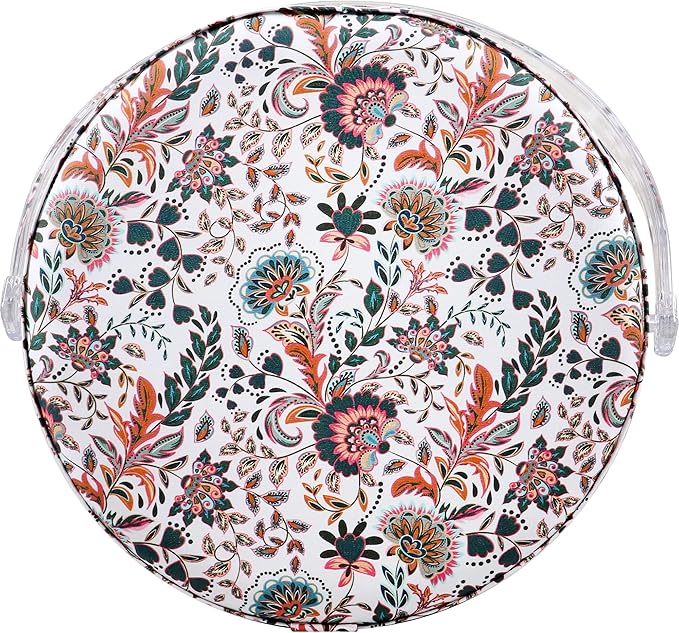 SINGER Premium Round Large Sewing Basket with Matching Zipper Pouch | 30% More Storage Volume (Floral Paisley Print)
