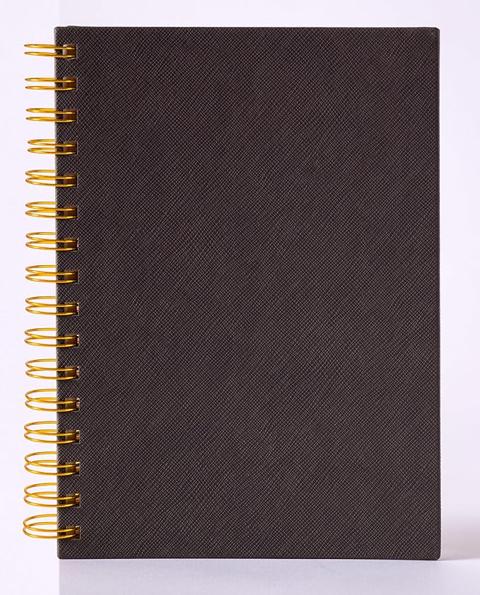 Olympian Ringed Sketchbook, A5 Size 5.5 x 8.25 inches, Gold Metal Ring Binding Lays Flat, 60 Sheets, 150 GSM Fine Art Paper for Artists, Ideal for Pencil, Ink, Watercolor, Leda Art Supply (Pack 2)