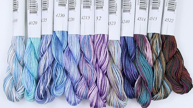 KCS Big skeins of 25 Meters Size 25 Color Variegated Cross Stitch Stranded Threads,12 skeins,07