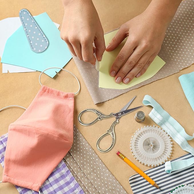 Embroidery Scissors with Leather Scissor Cover Small 3.6 inch Sewing Craft Sharp Scissors for Fabric Cutting Paper Crafting Office Scissor Sewing Handicrafts Tool