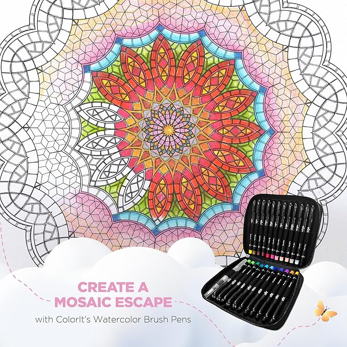 ColorIt Mandalas Volume X Spiral Bound Adult Coloring Book with 50 Mandala Patterns for Relaxation and Stress Relief - Includes Perforated Pages, Thick Paper, Hardback Covers, and Blotter Page