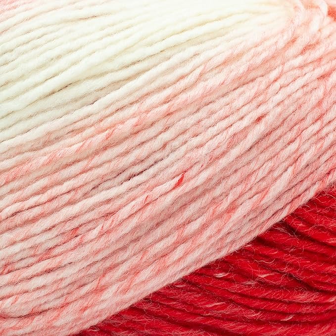 Lion Brand Yarn Scarfie Yarn, Red/Cream