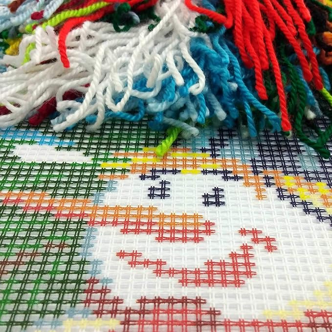Brvsk Winter Needlepoint Kit for Adults and Beginners — Snowman 16″ × 16″ with Clear, Precise Printed Design on Cotton Canvas; Includes 2 Needles, Yarn, and Easy-Read Chart
