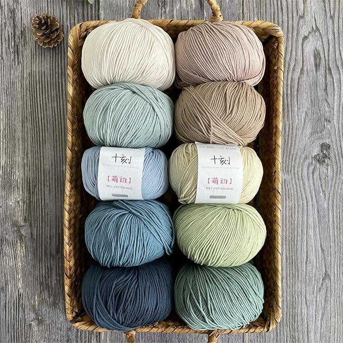 Fine Weight Knitted and Crocheted Cotton Yarn, 100% Long Staple Cotton Yarn, Baby Sports, 2 Packages of 100g/3.52oz (Per Skein 50g/162yards)-Navy Blue