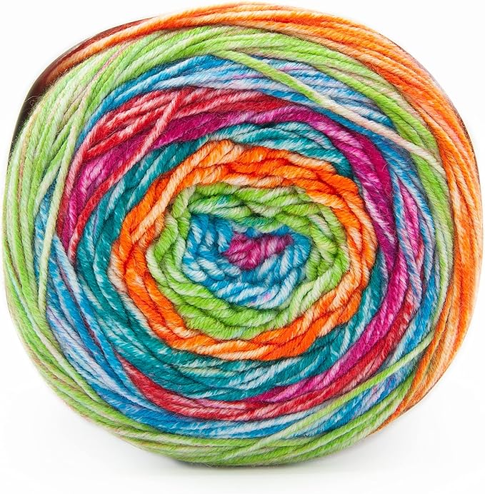 Lion Brand Yarn, Mandala Ombré Variegated Yarn for Crocheting, Knitting, and Crafts, Happy, 3 Pack, Soft, Acrylic Fiber for Cozy Blankets, Worsted Weight Sweaters and Colorful Shawls