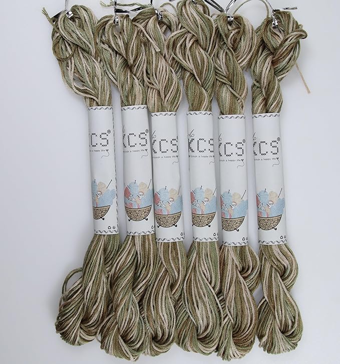 KCS Big skeins of 25 Meters Size 25 Color Variegated Cross Stitch Stranded Threads,6 skeins,4145