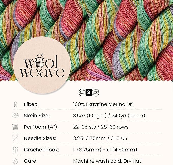 Superwash Merino Wool Yarn for Knitting & Crocheting - Hand Dyed, Luxurious & Soft Dk Weight Yarn, 100gr, 240 Yards - Mystic Lagoon