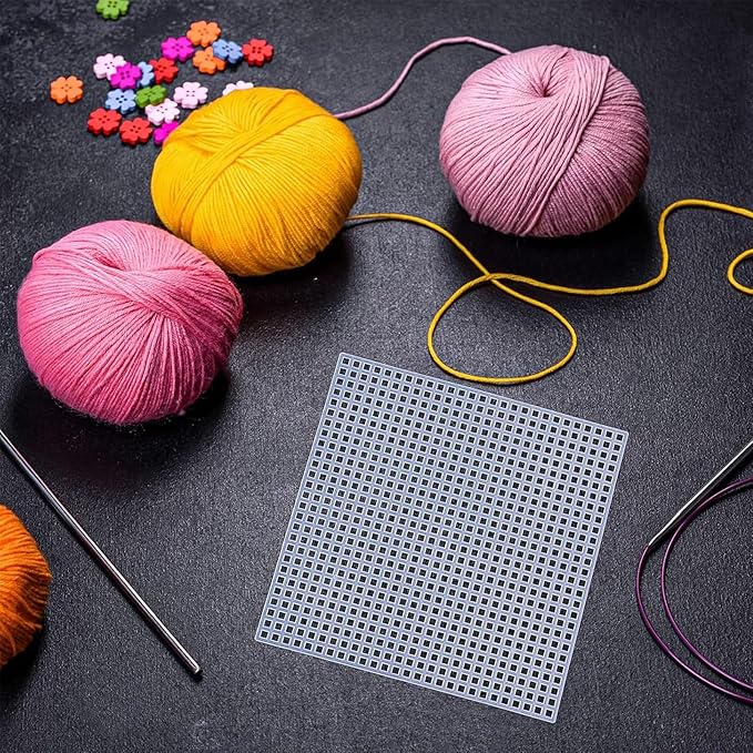 Allazone 30 PCS 7 Count Plastic Mesh Canvas Sheets 5.43 X 5.43 Inch Plastic Canvas Embroidery Crafting Acrylic Yarn Crafting Knit Crochet Projects Make Dividers