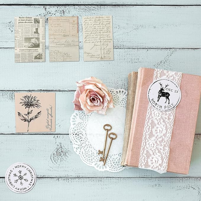120 Pcs Vintage Aesthetic Scrapbook Kit Junk Journaling Supply with Retro Stamp Stickers,material Paper, Tag Card,hand Account Collage Card,pillow Box,twine Diary Supply Birthday Gift(Artsy Style)