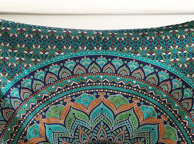 popular handicrafts mandala hippie psychedelic ombre tapestry wall hanging - indian maditation gypsy bohemian hippy dorm room decor tarqouise 60x54 inch