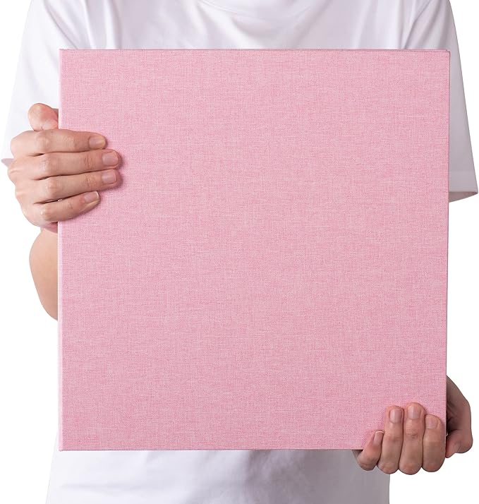Large Photo Album Self Adhesive 4x6 5x7 3x5 8x10 Scrapbook Magnetic Album DIY Scrap Book Length 13 x Width 12.8 (Inches) 120 Black Sticky Pages Linen Cover DIY Photo Album(Pink)