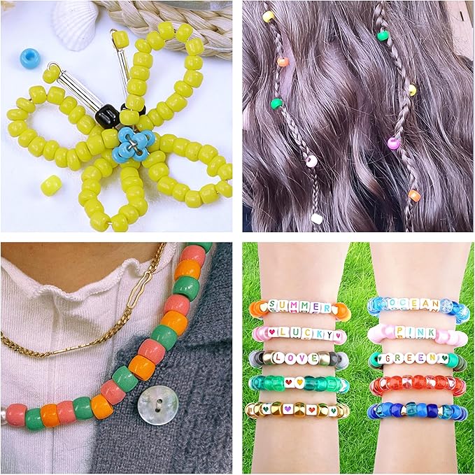 XIANNVXI 24Colours Pony Beads for Bracelet Friendship 720pcs Letter Kandi Purple Pony Beaded for Jewelry DIY Crafts Bracelet Making