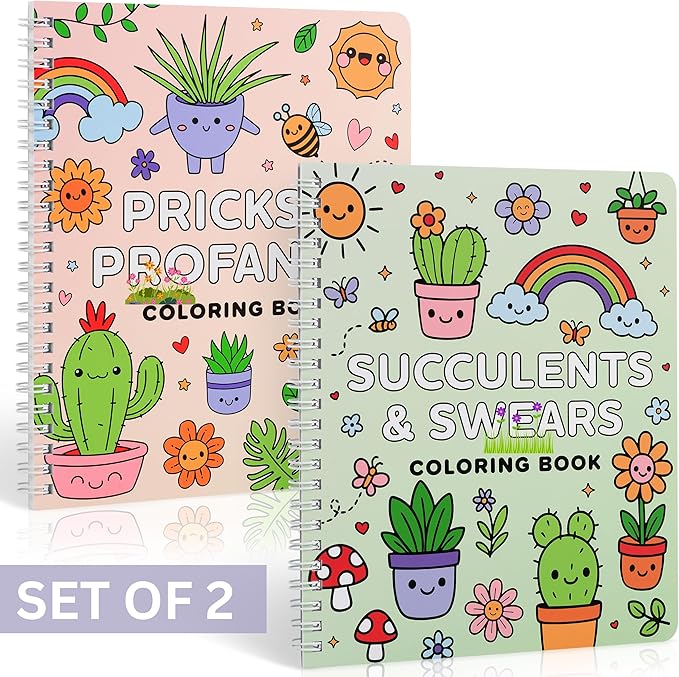 Beautiful Coloring Book Set of 2 for Adult Relaxation - Funny Coloring Books with Floral Designs for a lot of Laughs - The Perfect Stress-Relieving Gift for Women