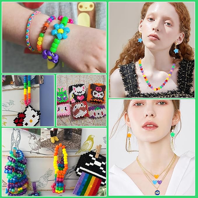 auvoau 7600pcs pony beads kit for kandi friendship bracelet making with polymer clay bead,letter bead,glow in the dark,shaped and uv beads for diy craft bracelets jewelry necklace accessories gifts