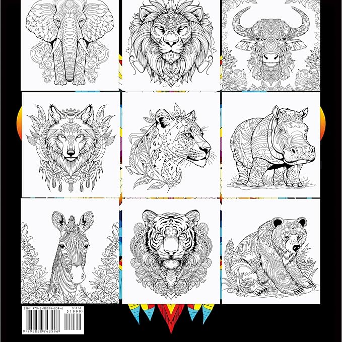 FUN LAVIE Adult Coloring Book - Mandala Animal Designs for Adults Relaxation and Teens Stress Relief, Spiral Bound Coloring Book for Women, Mindfulness Mandalas and Animal Patterns for Anxiety Relief
