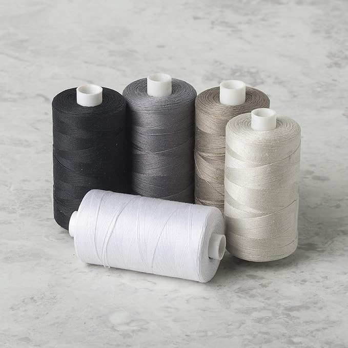 Connecting Threads 100% Cotton Thread Sets - 1200 Yard Spools (Set of 5 - Salt & Pepper)