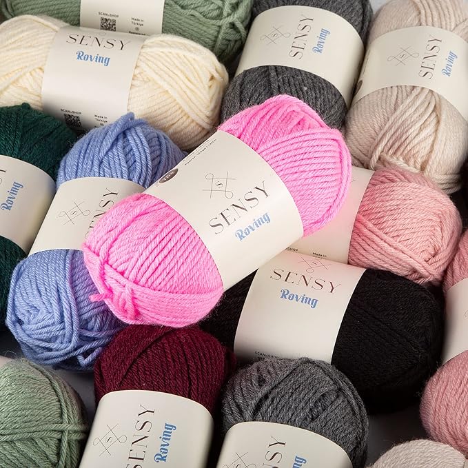 5 Skeins of Sensy Roving Yarn, 3.5 oz, 132 Yards, Gauge 5 Bulky (Light Gray Heather)