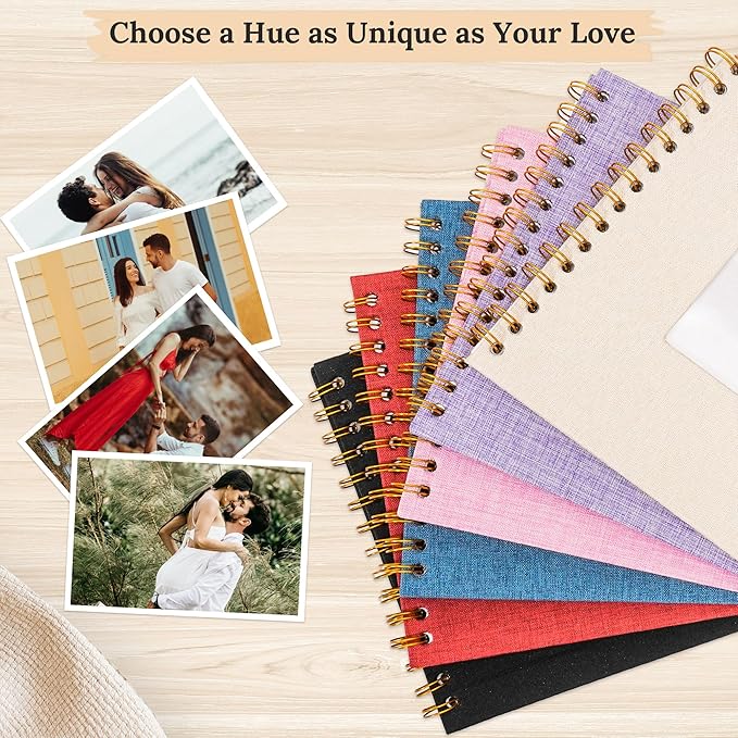 Scrapbook Photo Album Linen Cover, 10 x 10 Inch Hardcover Kraft White Pages Memory Book, for Travel Wedding Guest Book Christmas Baby Shower (20 Sheets/ 40 Pages,Pink)