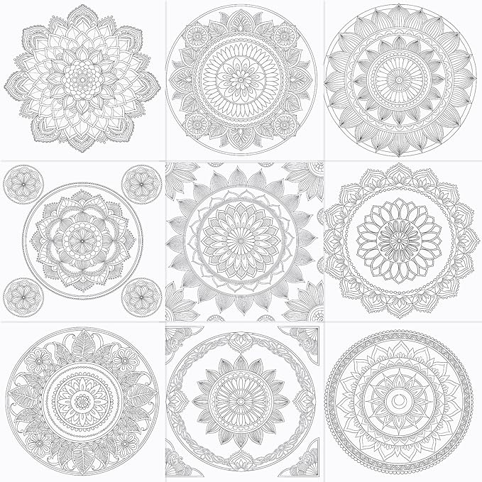 FUN LAVIE Mandala Coloring Book for Adults Relaxation and Teens Stress Relief, Spiral Coloring Book for Women, Spiral Bound Mindfulness Stress-Free Patterns for Adult, Large Print Coloring for Men