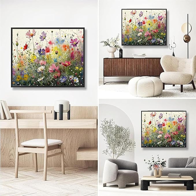 Wild Flower Paint by Numbers for Adults with Framed Canvas-with Wooden Easel,Paint by Number on Canvas Flowers,DIY Acrylic Oil Painting Kits with Brushes Nice Gift Box for Home Wall Decor(12x16inch)