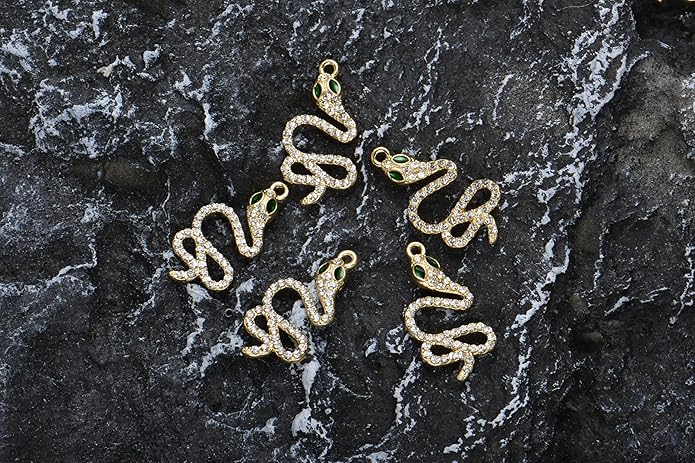 Pack of 20 Rhinestone Charms Gold Plated Pendants Pave Crystal Accessories for Necklace Bracelet Jewelry Making DIY Crafting