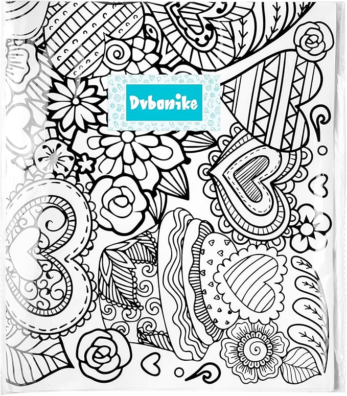 dvbonike jumbo love mandala coloring poster - valentine’s day heart flower diy drawing color-in paper blank art banner 55.1 x 23.6 inch wall decor, home classroom activity for kids party supplies