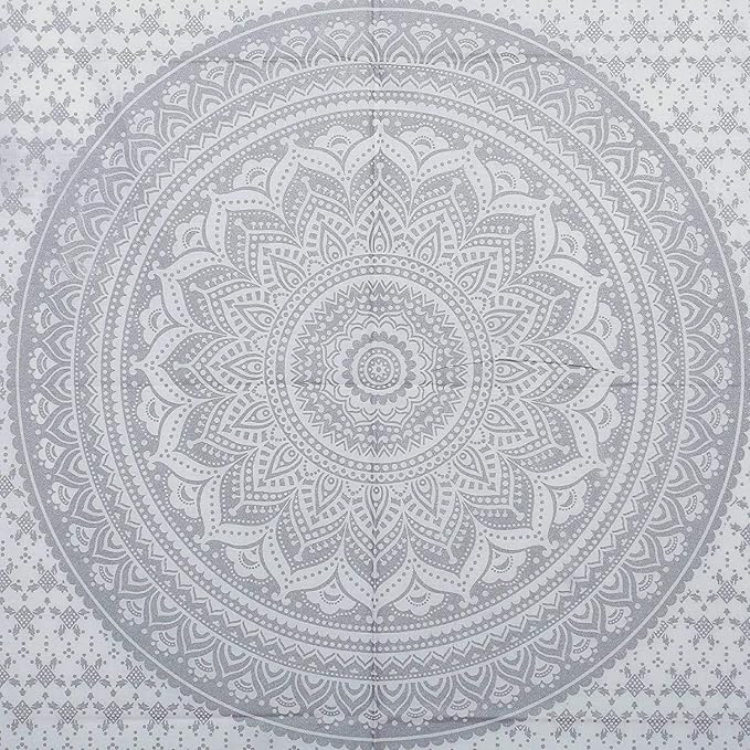 popular handicrafts hippie mandala ombre tapestry wall hanging - maditation silver gypsy bohemian hippy psychedelic dorm room decor poster 30 x 40 inch