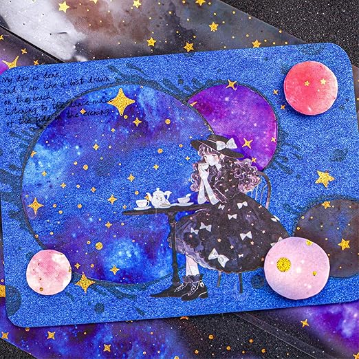 Star PET Tape Stickers for Scrapbooking Supplies,6 Rolls of Holographic Starry Sky Themed Decorative Tape Stickers for Journaling, Junk Journal Supplies, DIY Crafts(Ripple)