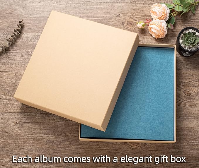 Super Large Photo Album Self Adhesive Scrapbook Album for 4×6 5×7 8×10 10×12 or Bigger Pictures DIY Magnetic Linen Cover Album 80Sheets/160Pages DIY Photo Album(Sky Blue)