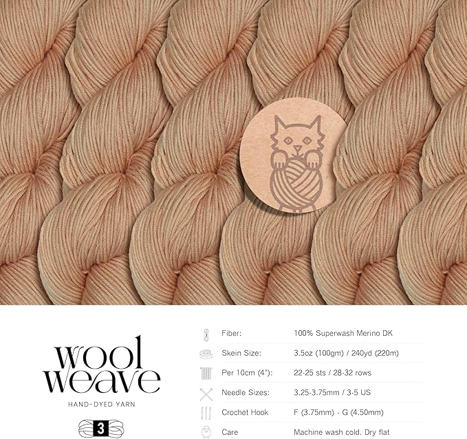 Superwash Merino Wool Yarn for Knitting & Crocheting - Hand Dyed, Luxurious & Soft Dk Weight, 100gr, 240 Yards - Light Brown Yarn