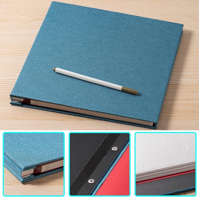 Sky Blue Photo Album Self Adhesive Scrapbook Album for 4×6 Photos/Pictures DIY Linen Cover Album 15 Sheets/30 Blank Pages for Family Wedding, Birthday, Christmas, Anniversary
