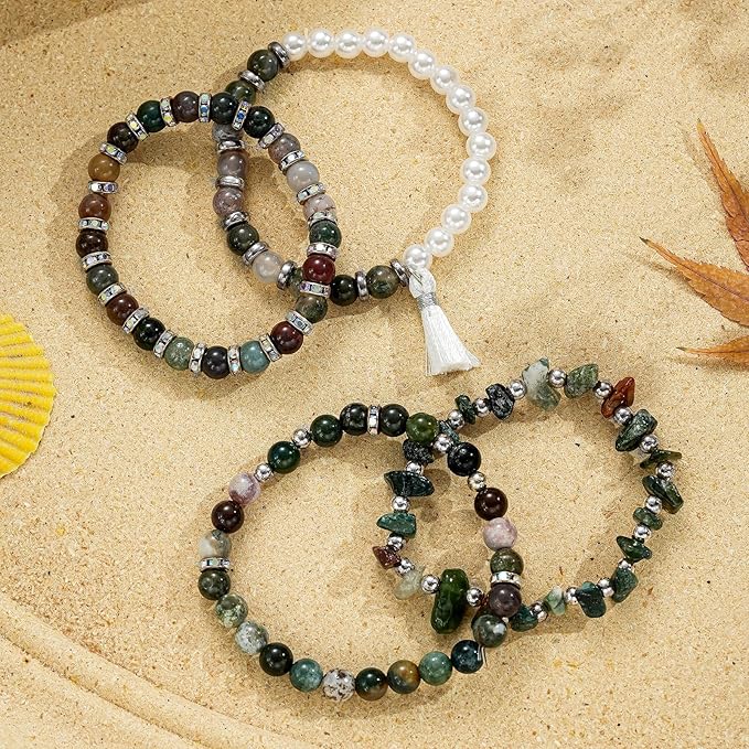 xyliise bracelet making kit natürliche perlen set for adults beads for bracelets silver jewelry making supplies diy jewelry necklace earrings (cz006-agate)