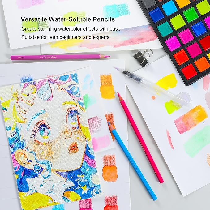 KALOUR Professional Watercolor Pencils, 180 Colors Set, Water-Soluble