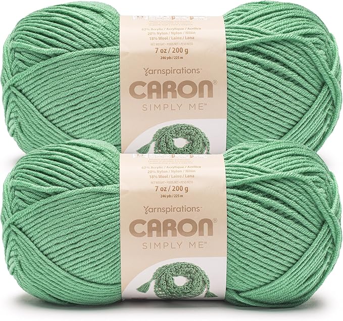 Caron Simply Me Malachite Yarn - 2 Pack of 160g/5.64oz - 62% Acrylic, 20% Nylon, 18% Wool - #5 Bulky - 197 Yards - Knitting/Crochet