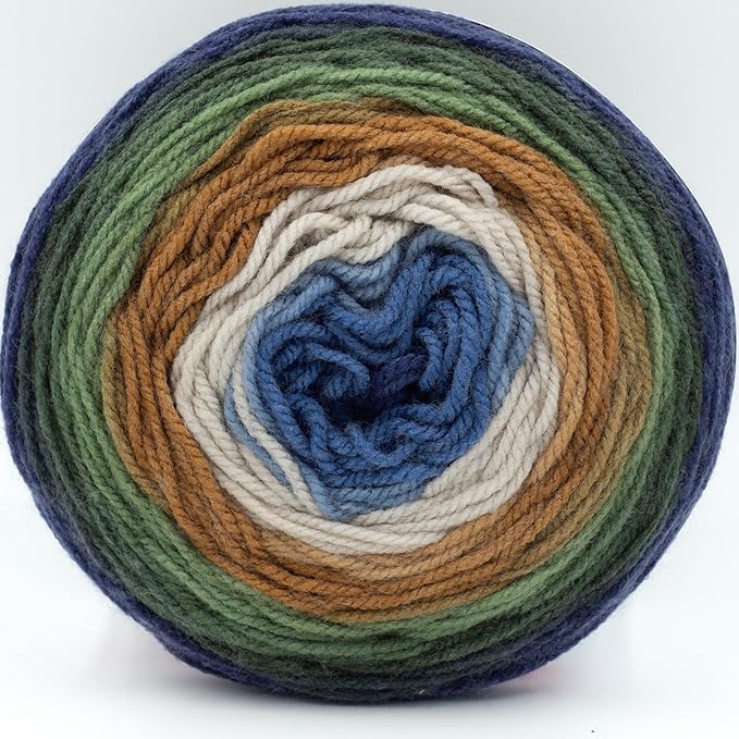 Lion Brand Yarn, Mandala DK Lightweight Yarn for Knitting, Crochet, and Crafts, Loch Ness, 1 Pack, Self-Striping Acrylic Fiber for Baby Blankets, Multicolor Shawls and Variegated Cardigans