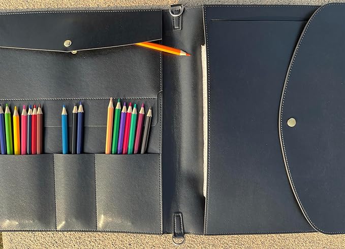 Sketchbook cover with pencil holder, Artist sketch book leather cover artis Gifts, Drawing books and pencil case, Art book for drawing (for 9"X12" Sketchbook)