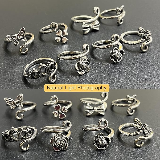8 PCS Crochet Rings Sunflower Crown Cat Dog Butterfly Four-Leaf Clover Adjustable Yarn Tension Ring Knitting Tools Supplies Crochet Gifts for Crocheters