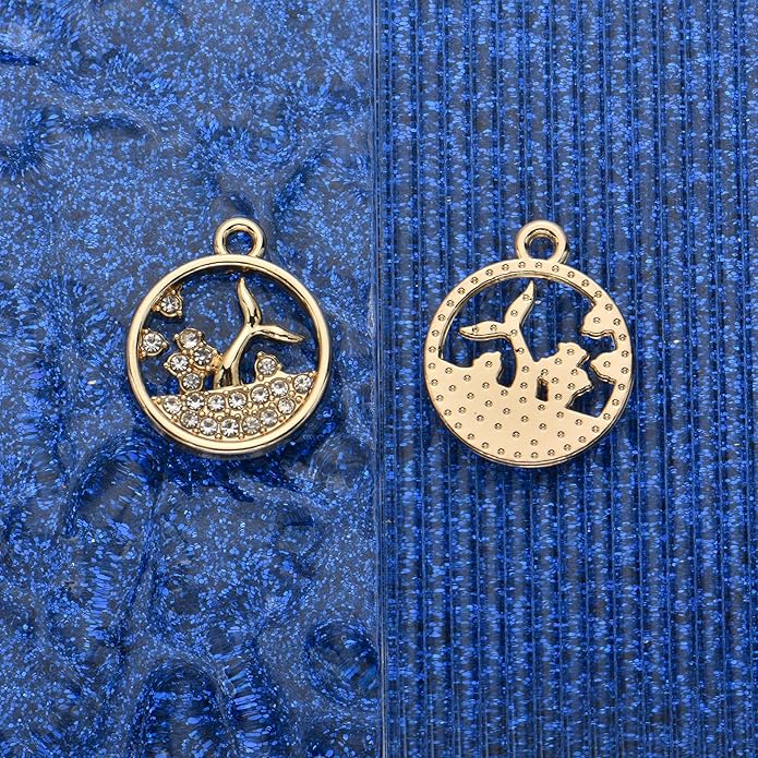 Pack of 20 Rhinestone Charms Gold Plated Pendants Pave Crystal Accessories for Necklace Bracelet Jewelry Making DIY Crafting