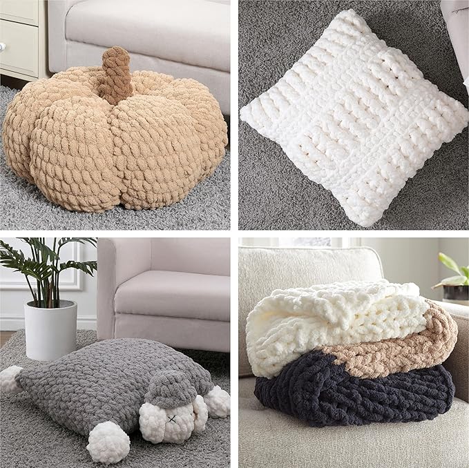 Crafted by Catherine Chunky Chenille Yarn - 2 Pack (10.5 oz / 300 g, 41 Yards Each Skein), Clay, Gauge 7 Jumbo