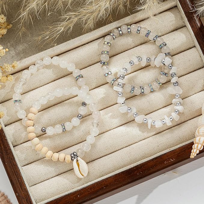 xyliise bracelet making kit natürliche perlen set for adults beads for bracelets silver jewelry making supplies diy jewelry necklace earrings (cz006-white jade)
