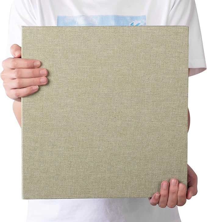 Large Photo Album Self Adhesive 4x6 5x7 3x5 8x10 Scrapbook Magnetic Album DIY Scrap Book Length 13 x Width 12.8 (Inches) 120 Black Sticky Pages Linen Cover DIY Photo Album(Gress Green)