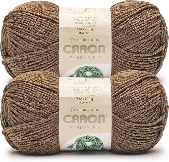 Caron Simply Me Bronzite Yarn - 2 Pack of 160g/5.64oz - 62% Acrylic, 20% Nylon, 18% Wool - #5 Bulky - 197 Yards - Knitting/Crochet