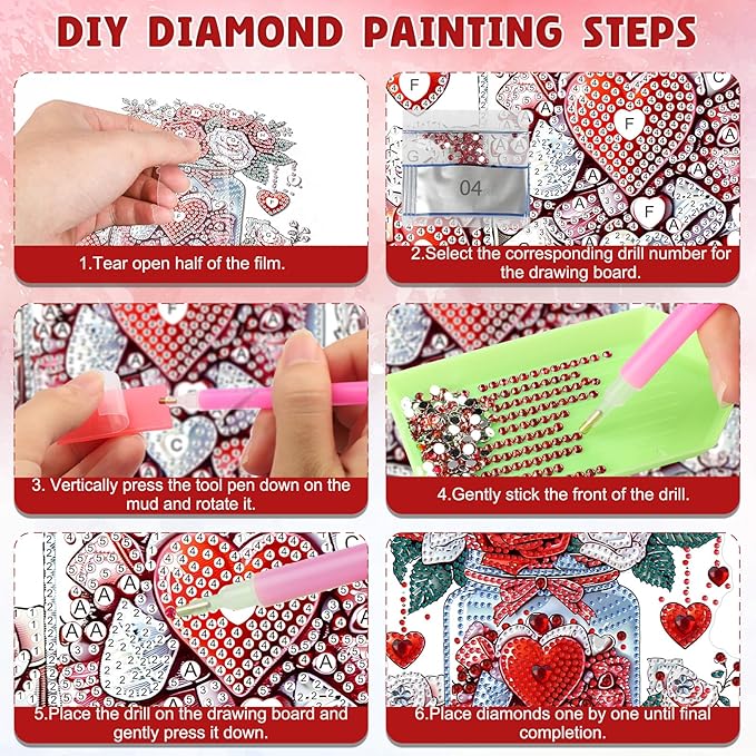 DOMROM Flower Diamond Art Hanging Kits for Adults Beginners, Special Shaped Crystal Diamond Painting Flower Pendant, DIY Diamond Art Suncatchers for Home Garden Wall Decor Gift
