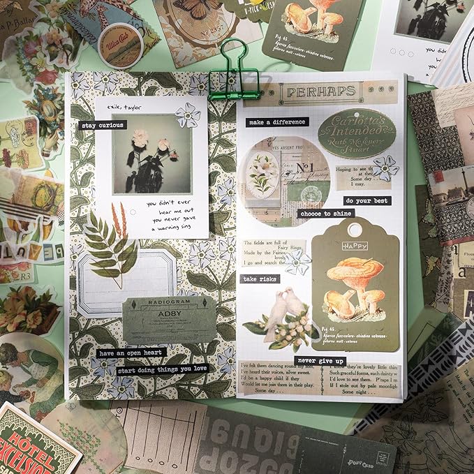 YagCu Aesthetic Scrapbook Kit, Junk Journal Scrapbooking Supplies, Vintage Journaling Set Bullet Journals Material, Large Collection for Women Adults Beginners, Arts Craft Ephemera