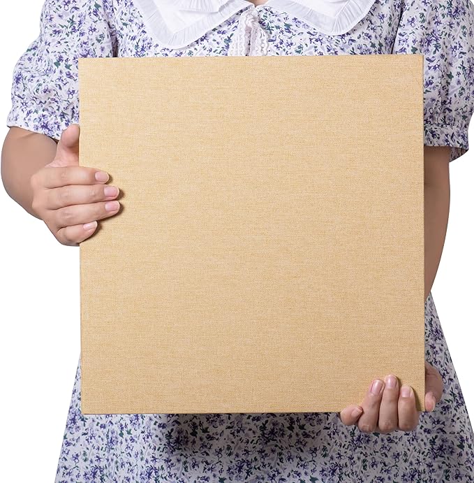 Large Photo Album Self Adhesive 4x6 5x7 3x5 8.5x11 Scrapbook Magnetic Album DIY Scrap Book Length 13 x Width 12.8 (Inches) 120 Sticky Pages Linen Cover DIY Photo Album (Yellow)