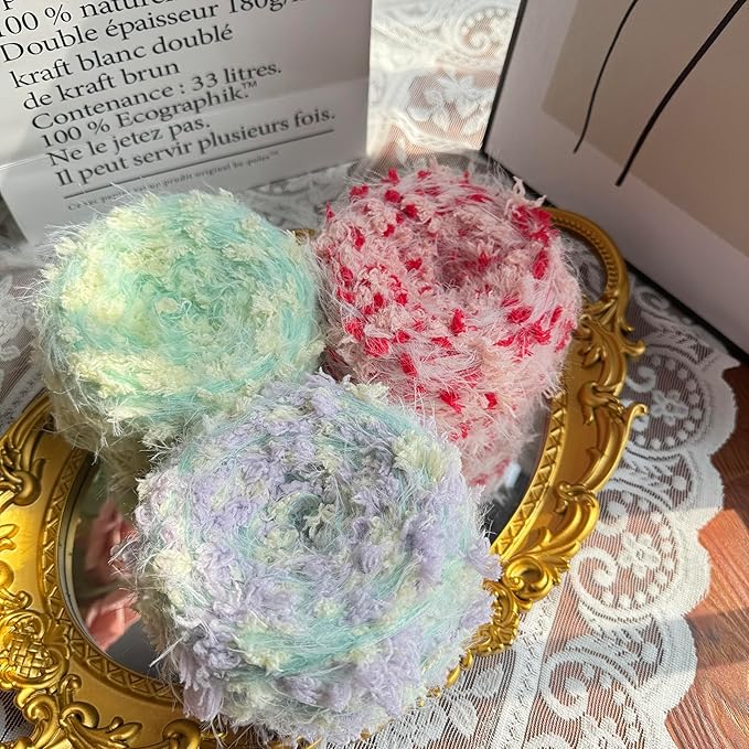 Hand Spun Art Yarn 4 Pack of 50g/Skein Fancy Yarn Multifiber Multicolored with Hand Blended Handmade for Jewelry Making Junk Magazines Knitting Crafts Textile Decorative Tassels Card Making